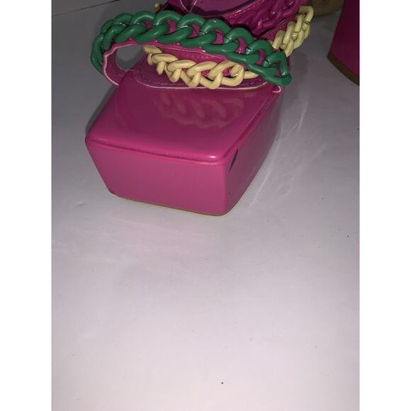 Azalea Wang Pink Corrine Chain Link Platform Sandals Size 7.5 - Picture 6 of 8